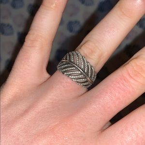 Silver Feather Pandora Ring